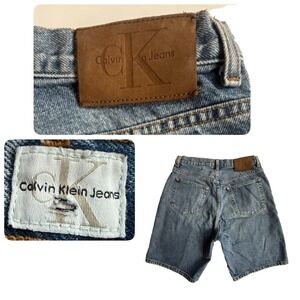 Vtg 90s Y2K Calvin Klein Jean Shorts Mens 32" Dad Denim 100% Cotton 9" Inseam CK